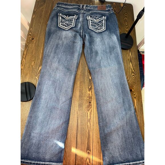 Maurices Womens Bootcut Jeans 14 medium Wash Heavy Stitch Stretch - Picture 8 of 9